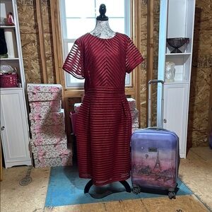 Elegant Red Striped Dress